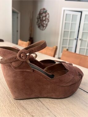 MARNI⚡️Brown suede platform wedge buckle ankle strap sandals size 39EU/9US